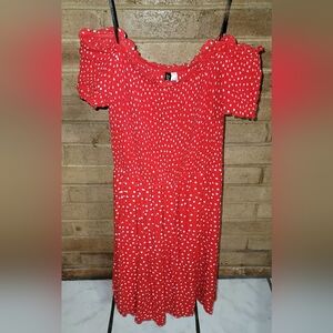 Divided Red and White Polka Dot Dress